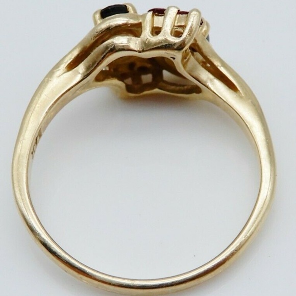 BEAUTIFUL Solid 14k Yellow Gold / Sapphire / Ruby Ladies Ring Size 6 - Picture 3 of 8